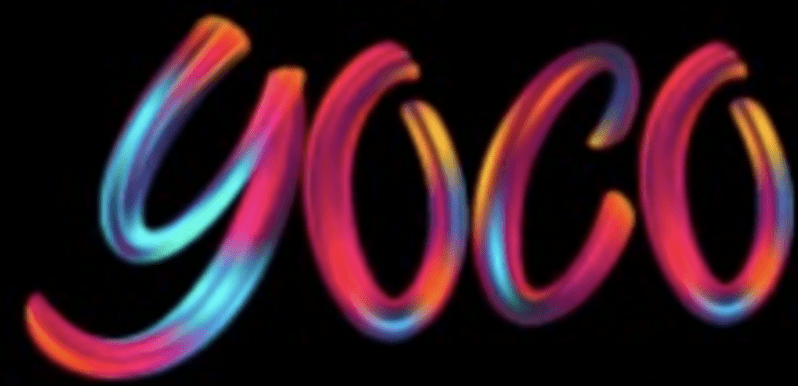 Colorful red and blue neon lettering of the anagram YOCO which stands for The Youth Coalition